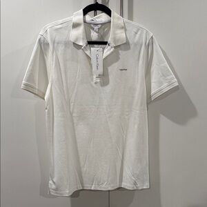100% cotton NWT Calvin Klein Classic White Polo Shirt